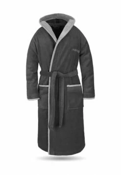 Normani® Unisex Baumwoll-Bademantel Rob Schwarz/ Grau