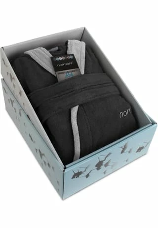Normani® Unisex Baumwoll-Bademantel Rob Schwarz/ Grau 5 Normani® Unisex Baumwoll-Bademantel Rob Schwarz/ Grau – Bild 5