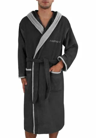 Normani® Unisex Baumwoll-Bademantel Rob Schwarz/ Grau 7 Normani® Unisex Baumwoll-Bademantel Rob Schwarz/ Grau – Bild 7