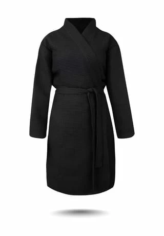 Normani® Damen Bademantel Mit Waffel-Piqué Kelin Schwarz 1 Normani® Damen Bademantel Mit Waffel-Piqué Kelin Schwarz