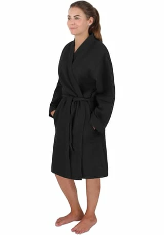 Normani® Damen Bademantel Mit Waffel-Piqué Kelin Schwarz 2 Normani® Damen Bademantel Mit Waffel-Piqué Kelin Schwarz – Bild 2