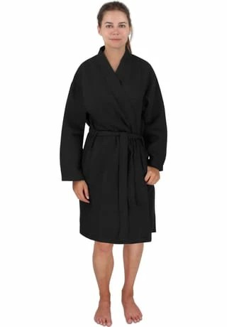 Normani® Damen Bademantel Mit Waffel-Piqué Kelin Schwarz 3 Normani® Damen Bademantel Mit Waffel-Piqué Kelin Schwarz – Bild 3