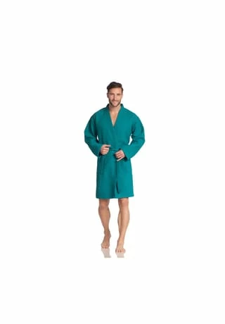 VOSSEN® Bademantel Unisex Kurzmantel Rom Lagoon - 589 Blau 1 VOSSEN® Bademantel Unisex Kurzmantel Rom Lagoon - 589 Blau