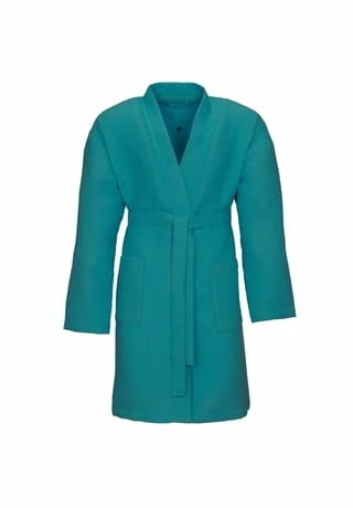 VOSSEN® Bademantel Unisex Kurzmantel Rom Lagoon - 589 Blau 2 VOSSEN® Bademantel Unisex Kurzmantel Rom Lagoon - 589 Blau – Bild 2