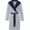 TAUBERT Damen Kurz-Bademantel Mit Kapuze Aus Feinfrottier, Länge 100cm Yacht Navy-White