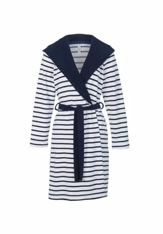 Damen Kurz-Bademantel mit Kapuze aus Feinfrottier, Länge 100cm Yacht TAUBERT Damen Kurz-Bademantel Mit Kapuze Aus Feinfrottier, Länge 100cm Yacht Navy-White -Sloggi Shop unnamed file 1793