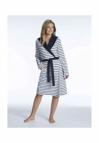 Damen Kurz-Bademantel mit Kapuze aus Feinfrottier, Länge 100cm Yacht TAUBERT Damen Kurz-Bademantel Mit Kapuze Aus Feinfrottier, Länge 100cm Yacht Navy-White -Sloggi Shop unnamed file 1794