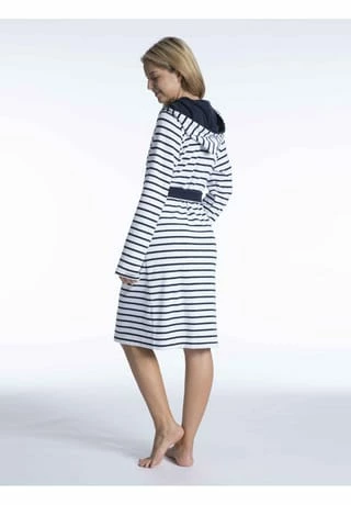 Damen Kurz-Bademantel mit Kapuze aus Feinfrottier, Länge 100cm Yacht TAUBERT Damen Kurz-Bademantel Mit Kapuze Aus Feinfrottier, Länge 100cm Yacht Navy-White -Sloggi Shop unnamed file 1795