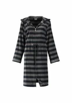 Cawö Bademantel Damen Kurzmantel Mit Reißverschluss Und Kapuze Streifen 2112 Schwarz - 97 Schwarz -Sloggi Shop unnamed file 2120