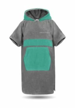 Normani® Bademantel Surfer Poncho Grau/ Petrol