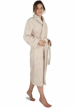 Normani® Unisex Baumwoll-Bademantel 450 G/m² Flee Beige 3 Normani® Unisex Baumwoll-Bademantel 450 G/m² Flee Beige – Bild 3