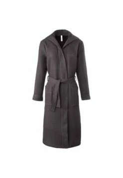 TAUBERT Damen Piquée Bademantel Mit Kapuze Länge 120cm Anthra