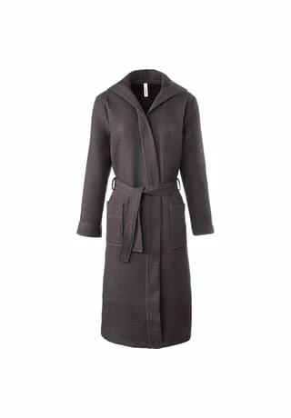 TAUBERT Damen Piquée Bademantel Mit Kapuze Länge 120cm Anthra 1 TAUBERT Damen Piquée Bademantel Mit Kapuze Länge 120cm Anthra