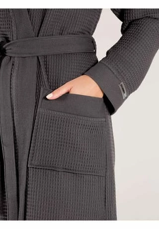 TAUBERT Damen Piquée Bademantel Mit Kapuze Länge 120cm Anthra 4 TAUBERT Damen Piquée Bademantel Mit Kapuze Länge 120cm Anthra – Bild 4