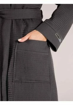 TAUBERT Damen Piquée Bademantel Mit Kapuze Länge 100cm Anthra -Sloggi Shop unnamed file 2272