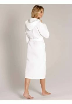 TAUBERT Damen Piquée Bademantel Mit Kapuze Länge 120cm White -Sloggi Shop unnamed file 2283