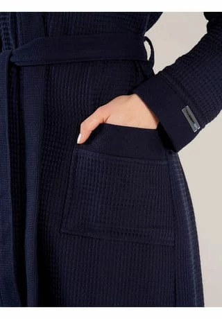 TAUBERT Damen Piquée Bademantel Mit Kapuze Länge 120cm Navy 4 TAUBERT Damen Piquée Bademantel Mit Kapuze Länge 120cm Navy – Bild 4