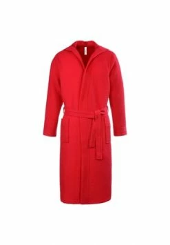 TAUBERT Damen Piquée Bademantel Mit Kapuze Länge 120cm Red