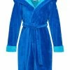 ESPRIT Bademantel Damen Kapuze Cosy Turquoise - 002 Blau