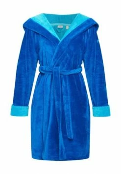 ESPRIT Bademantel Damen Kapuze Cosy Turquoise - 002 Blau