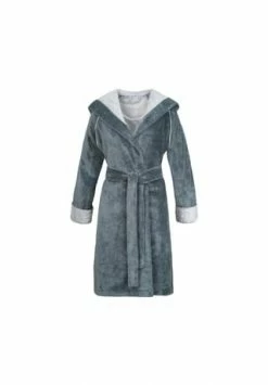 ESPRIT Bademantel Damen Kapuze Cosy Grey - 003 Grau