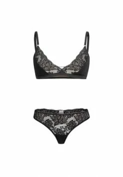 Erlich Damen BH Mit Spitze & Spitzenstring Im Set Emilia Schwarz